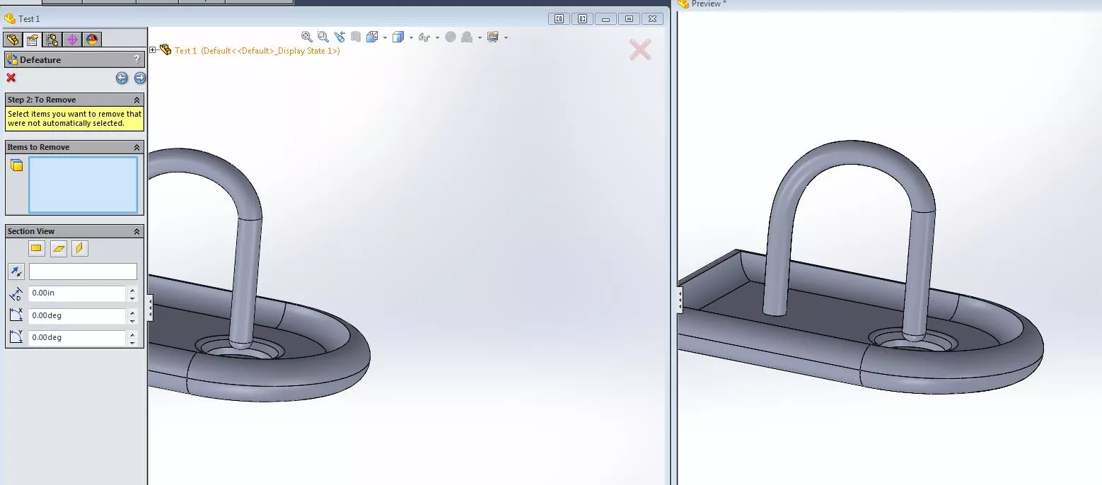 SOLIDWORKS Defeature Tool Preview