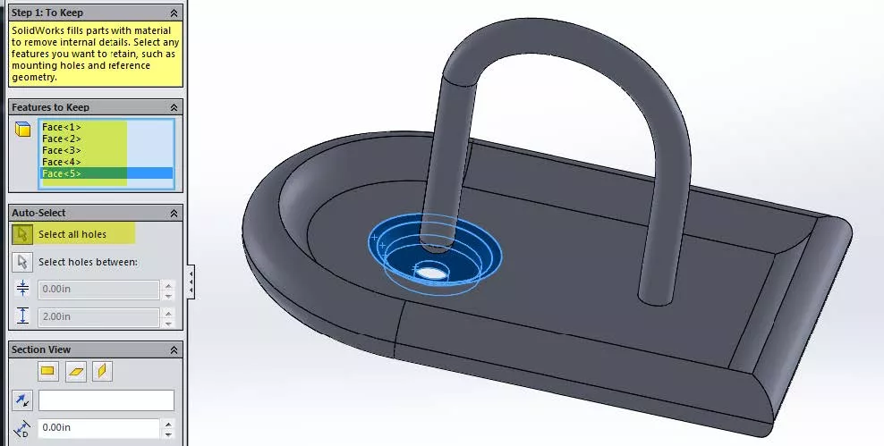 SOLIDWORKS Select All Holes Option