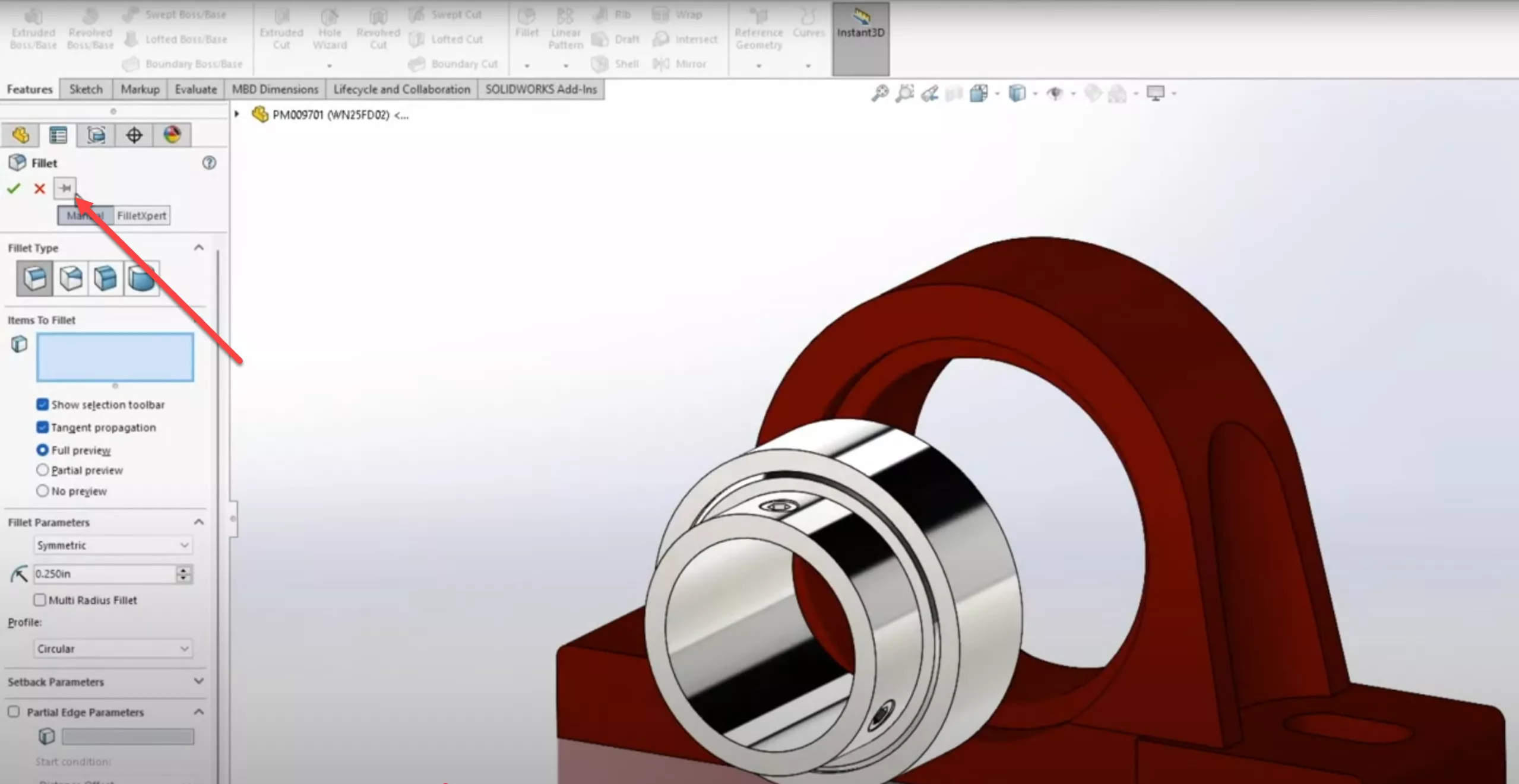 SOLIDWORKS Delivery Day 2025 FD02 Pin Fillet and Chamfer Commands