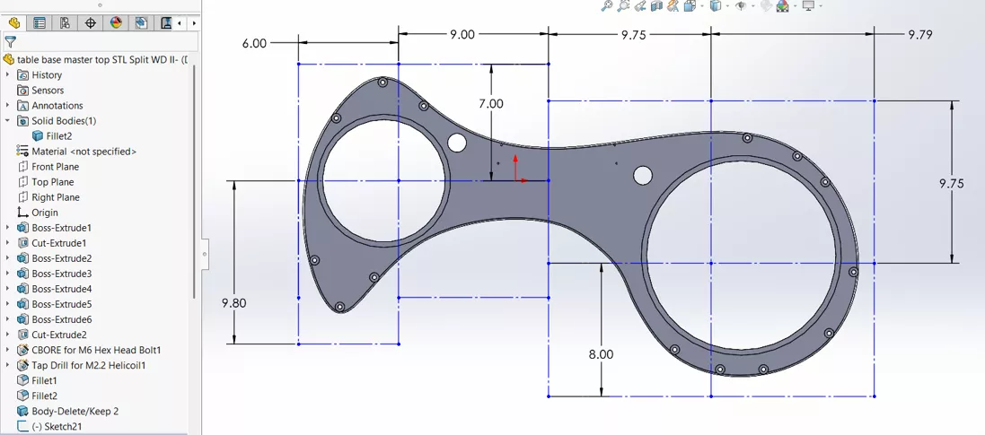 SOLIDWORKS Design with Sketch Shapes Corresponding to 3D Printer Build Plates