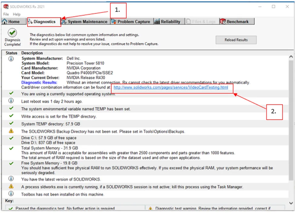 SOLIDWORKS Diagnostics Video Testing