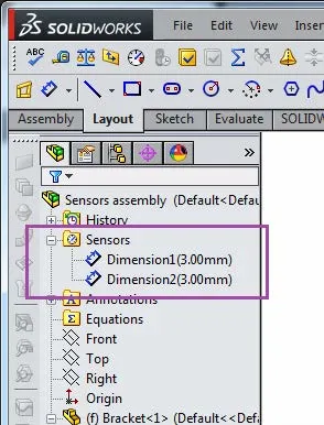 SOLIDWORKS Dimensions for Sensors