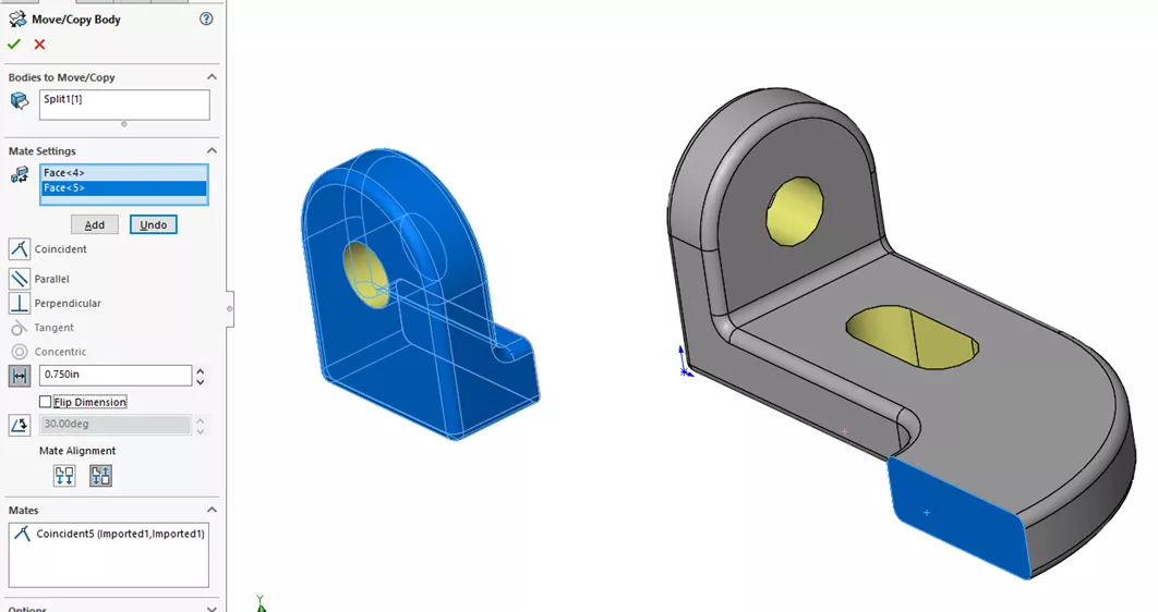 SOLIDWORKS Distance Mate 