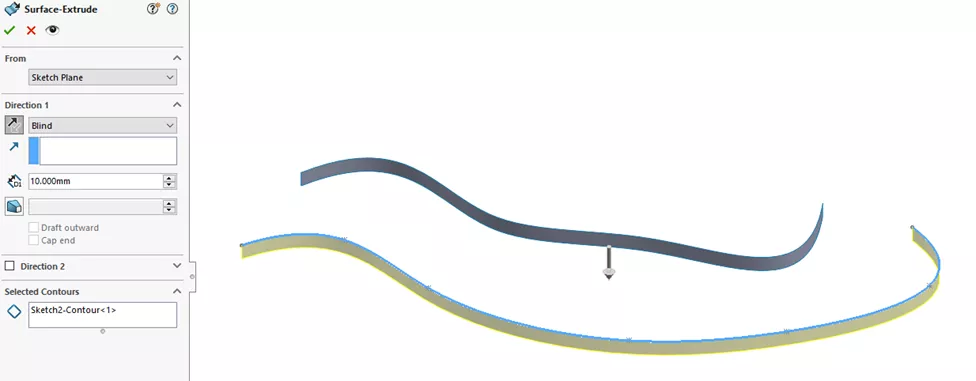 Extrude Surface Down in SOLIDWORKS