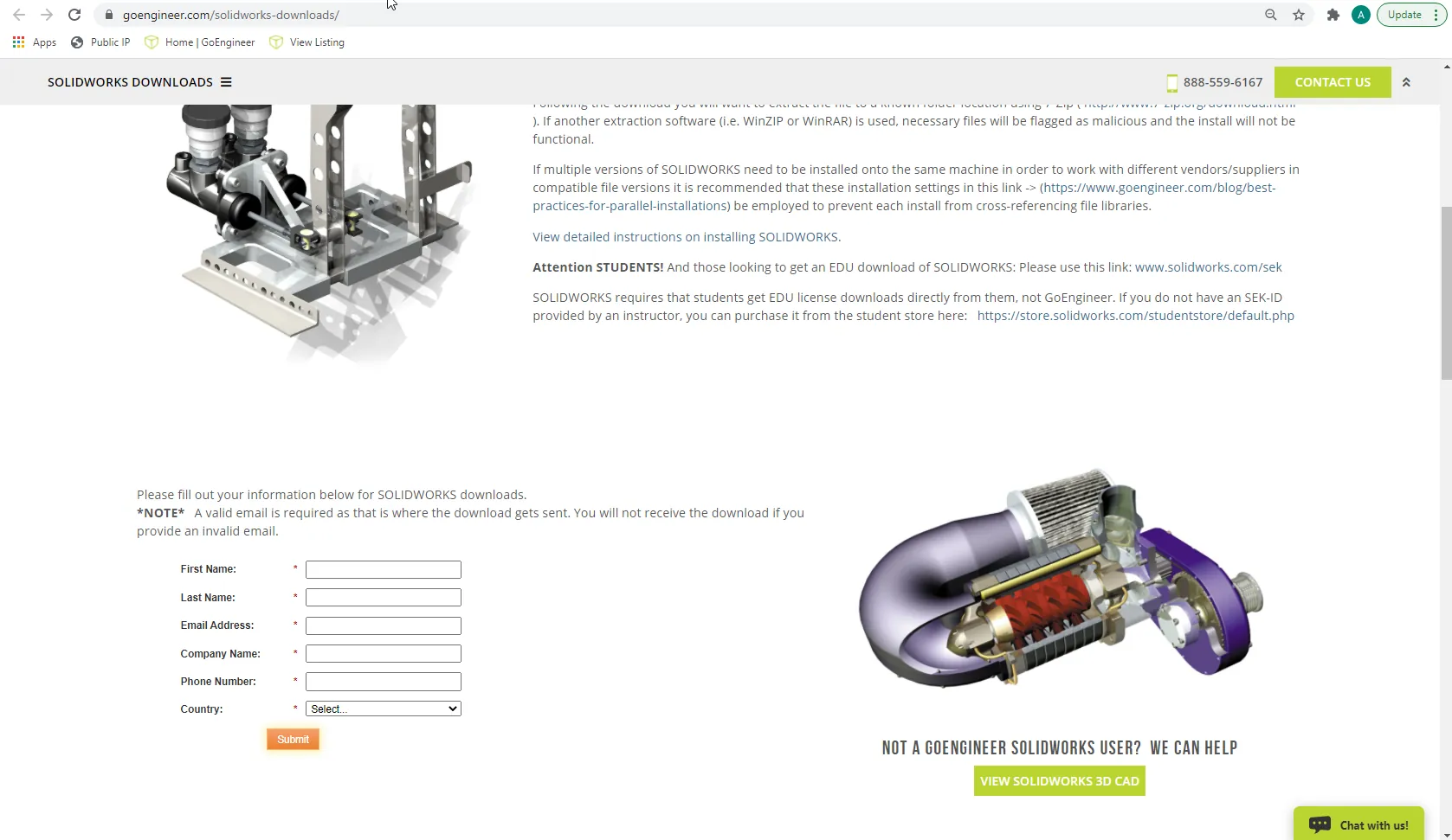 GoEngineer SOLIDWORKS Downloads Page