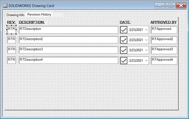 SOLIDWORKS Drawing Card Drawing Information