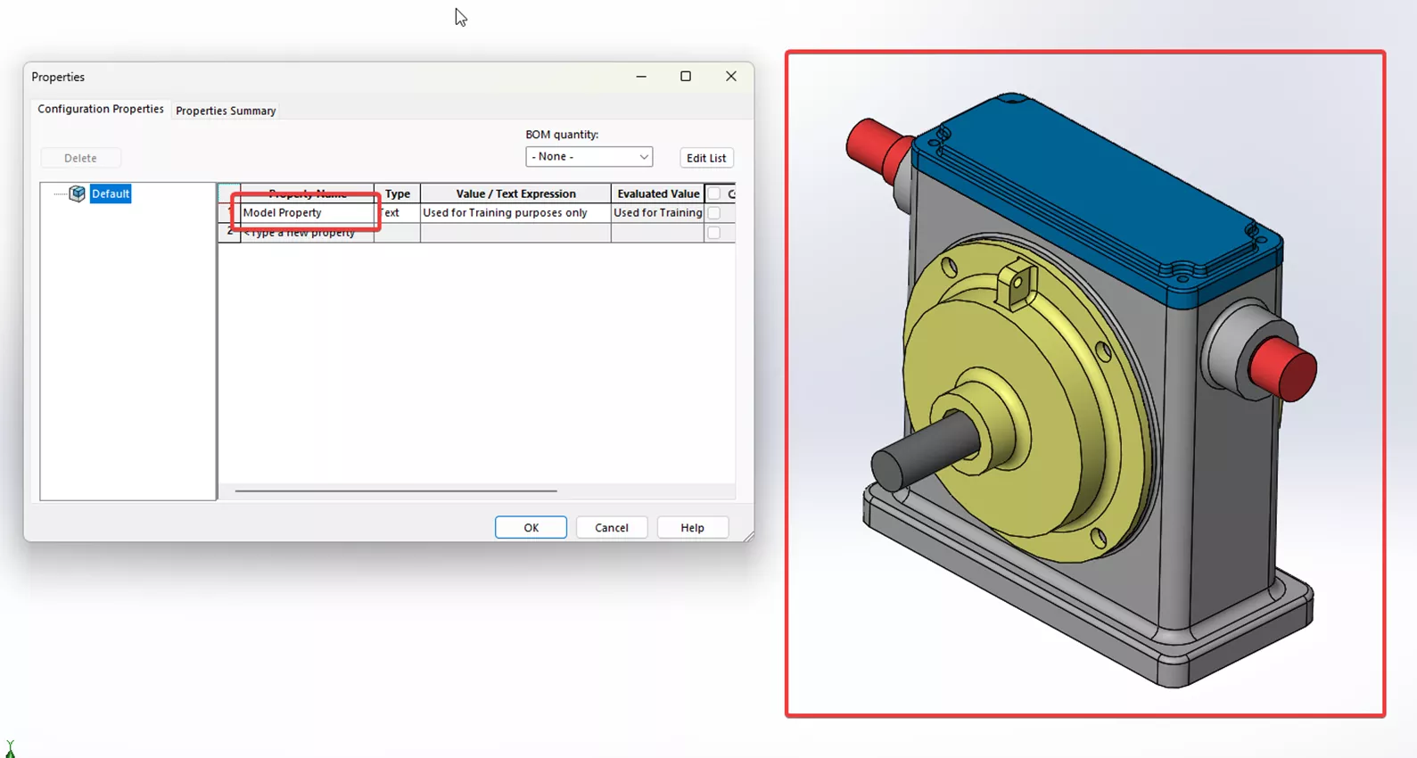 SOLIDWORKS Drawing Model Property