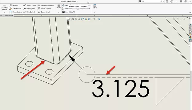 SOLIDWORKS Drawing Weld Bead Tutorial 