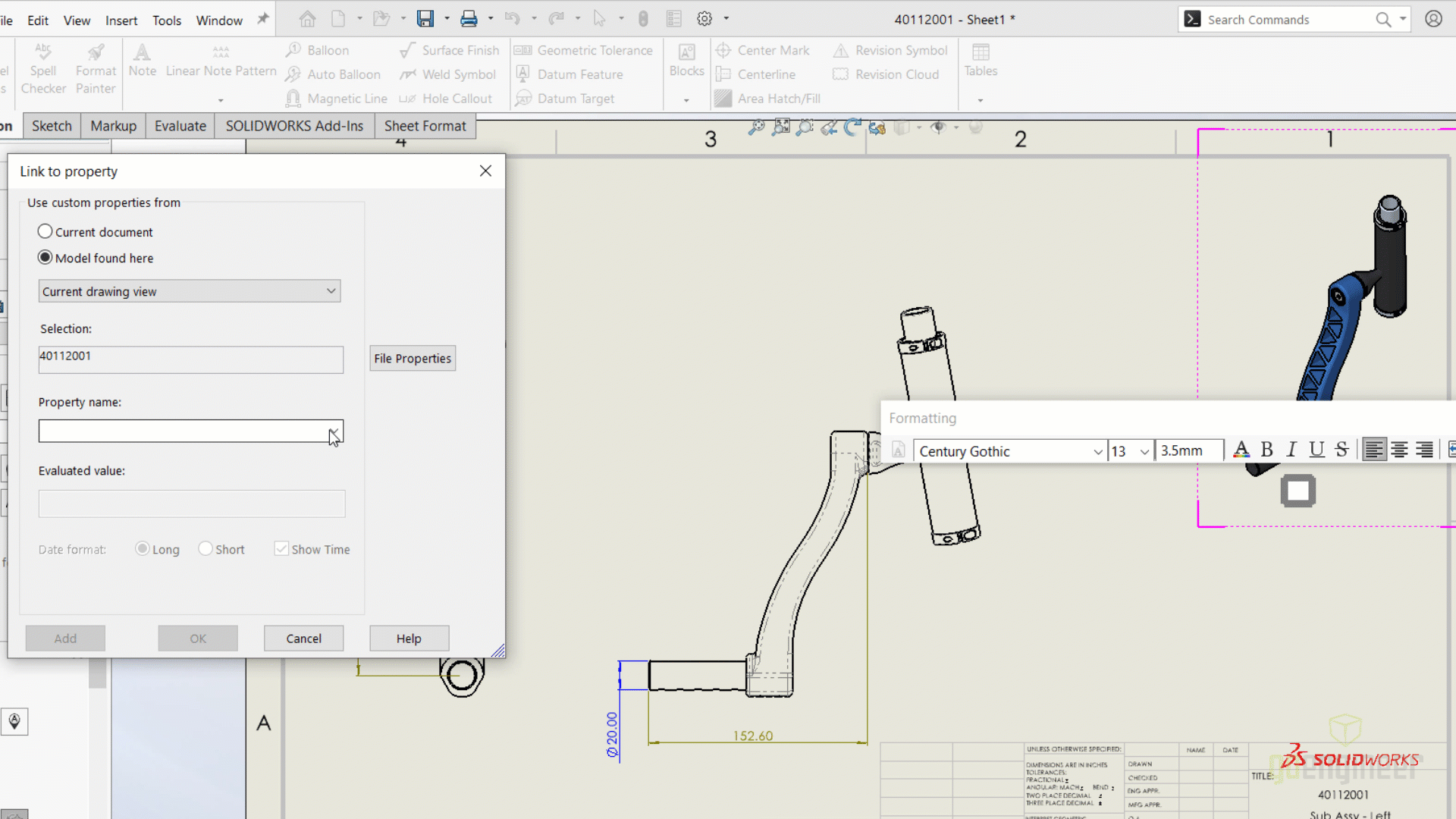 SOLIDWORKS Drawings 2024 Keep Link Property Dialog Box Open 