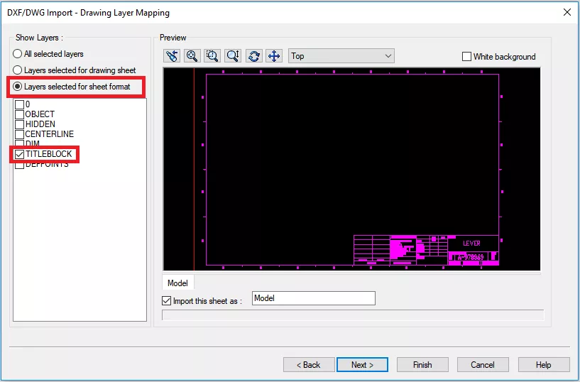 SOLIDWORKS DXF/DWG Import Drawing Layer Mapping 