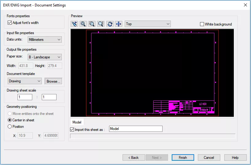 Importing .DWG Drawing Templates