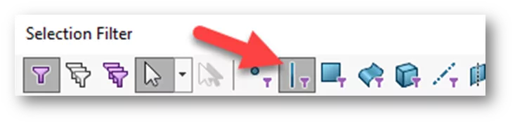 SOLIDWORKS Edge Filter Selection from Filter Toolbar