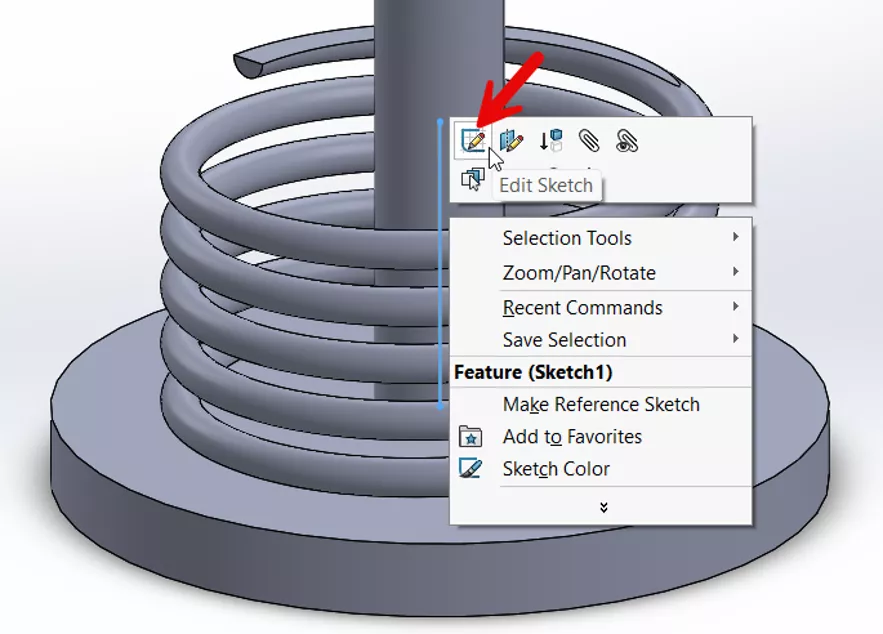 Edit Sketch Icon in SOLIDWORKS