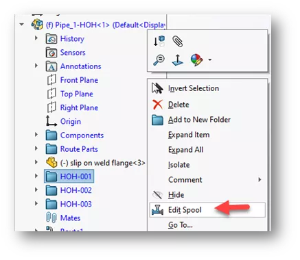 SOLIDWORKS Edit Spool Option