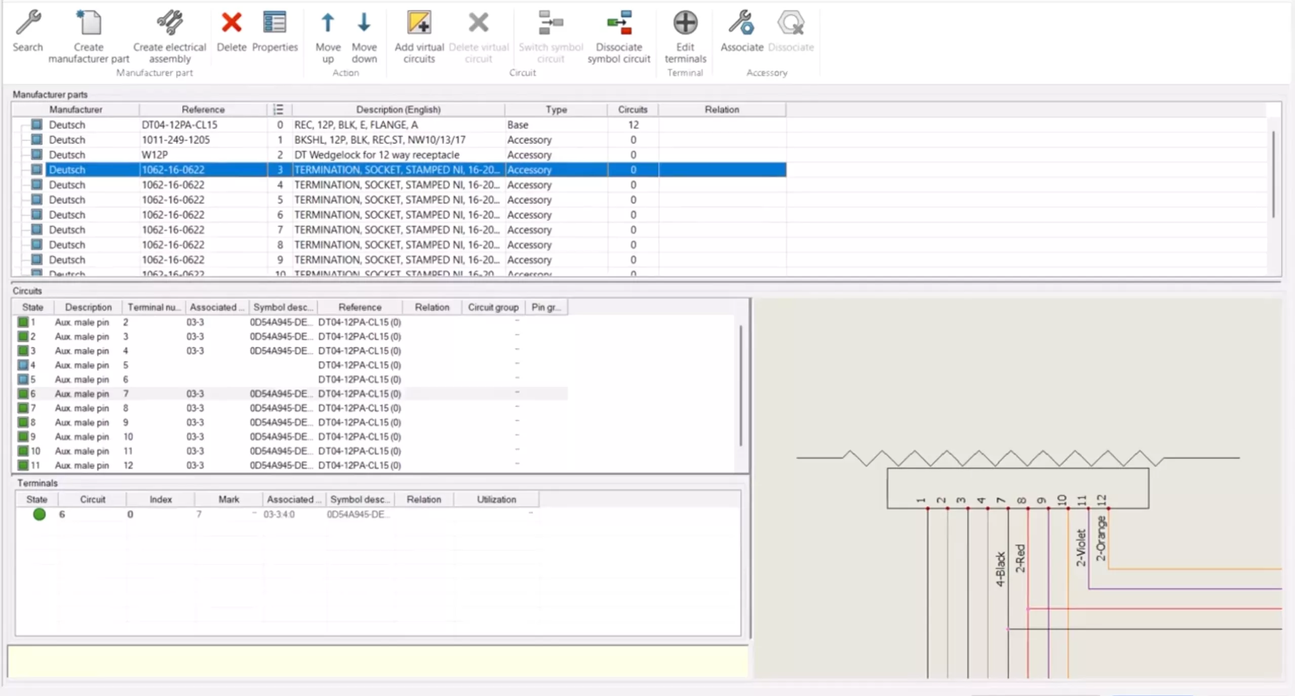 Assign Accessory Parts to Circuits in SOLIDWORKS Electrical 2026