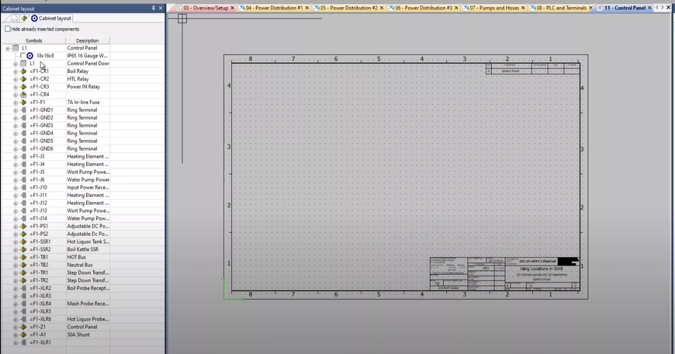 SOLIDWORKS Electrical 2D Cabinet Layout Panel Drawing