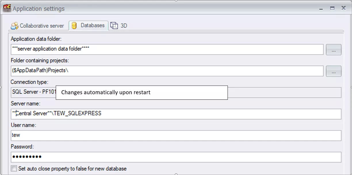 SOLIDWORKS Electrical Application Settings Databases Tab Options