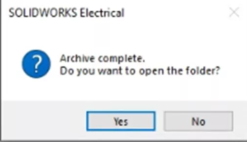 SOLIDWORKS Electrical Archive Complete Dialog Box 