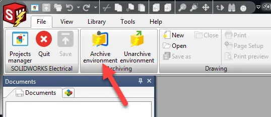 solidworks electrical archive environment