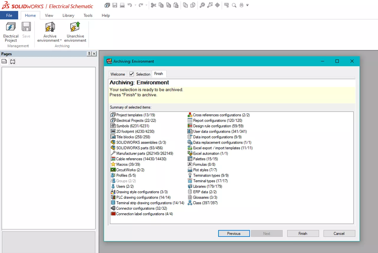 Archiving Environment SOLIDWORKS Electrical 