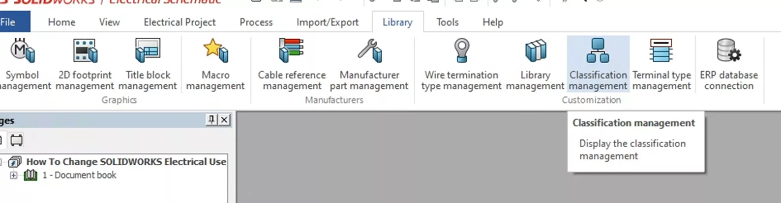 Classification Management Option in SOLIDWORKS Electrical