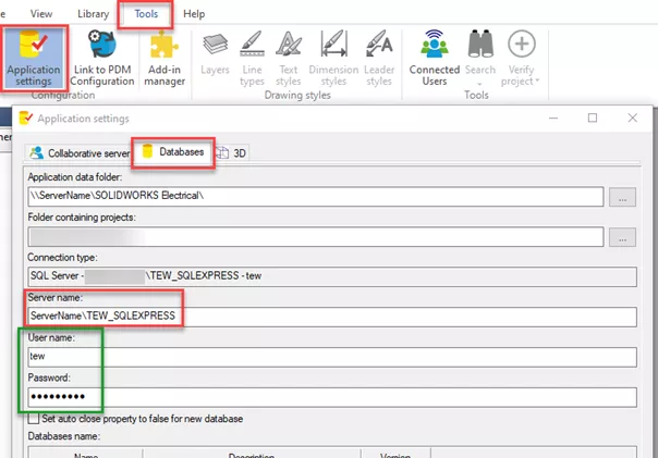 SOLIDWORKS Electrical Client Application Settings