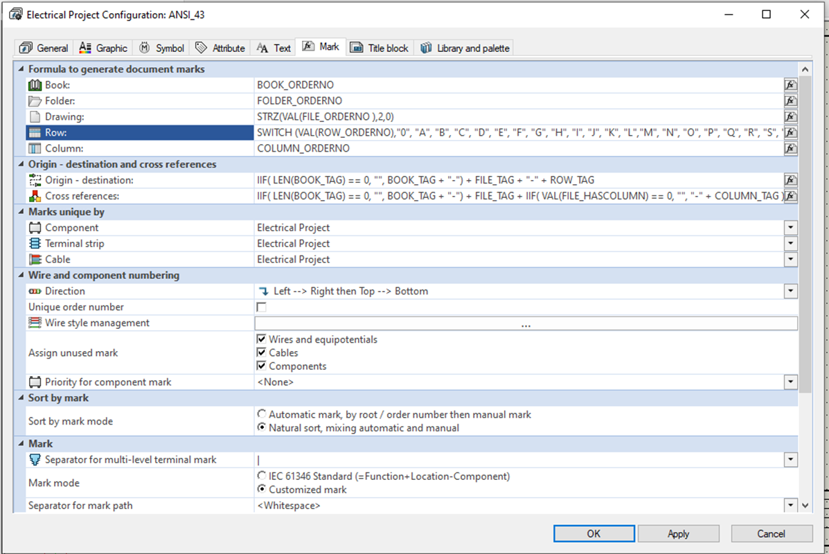 SOLIDWORKS Electrical Displaying Alpha Numeric Rows and Columns 