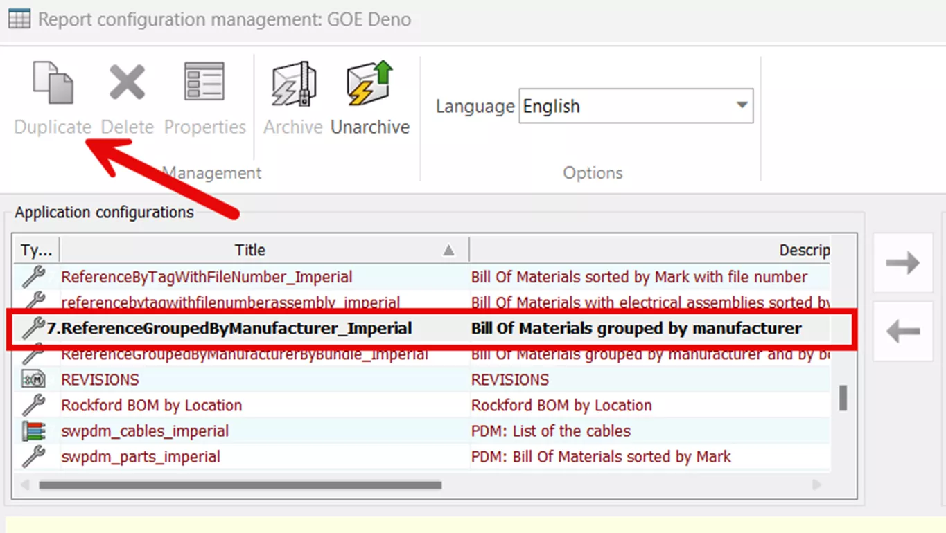 SOLIDWORKS Electrical Report Configuration Management Application Configurations 