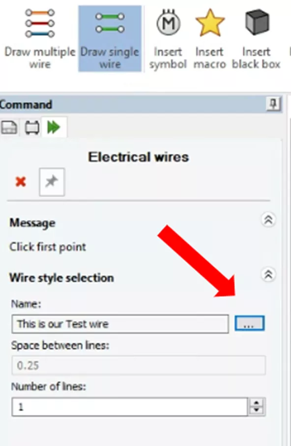 Access the SOLIDWORKS Electrical Electrical Wires Menu