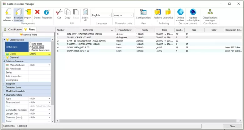 SOLIDWORKS Electrical Filter Cable References