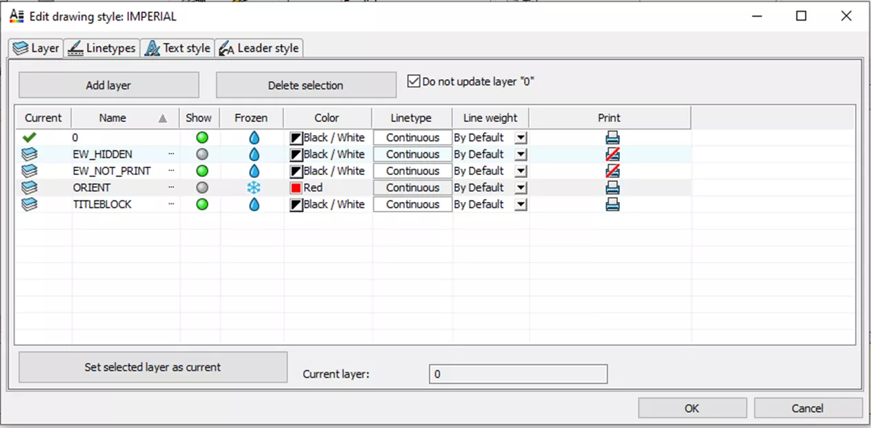 Layer Tab in SOLIDWORK Electrical
