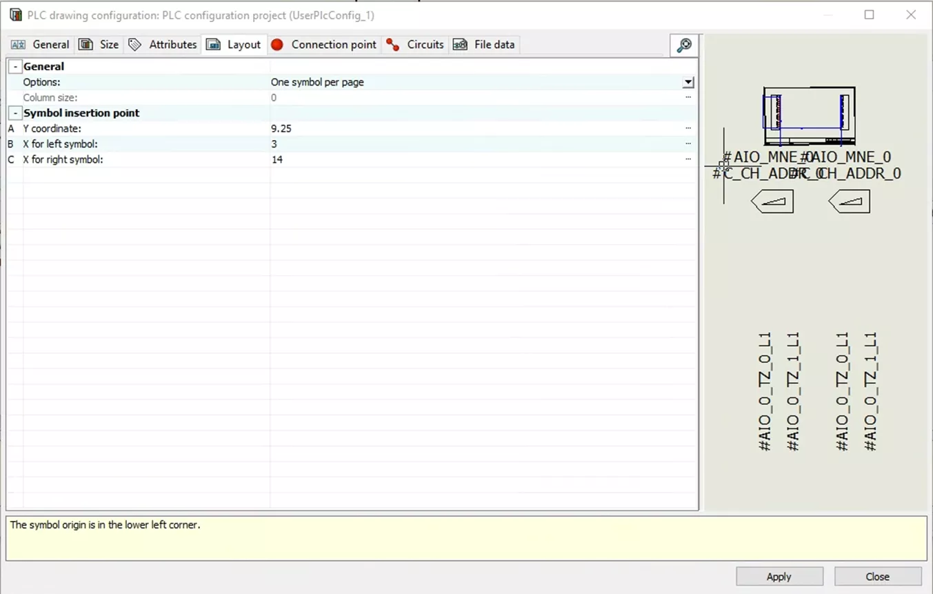 Layout Tab Options SOLIDWORKS Electrical PLC Configurations Manager