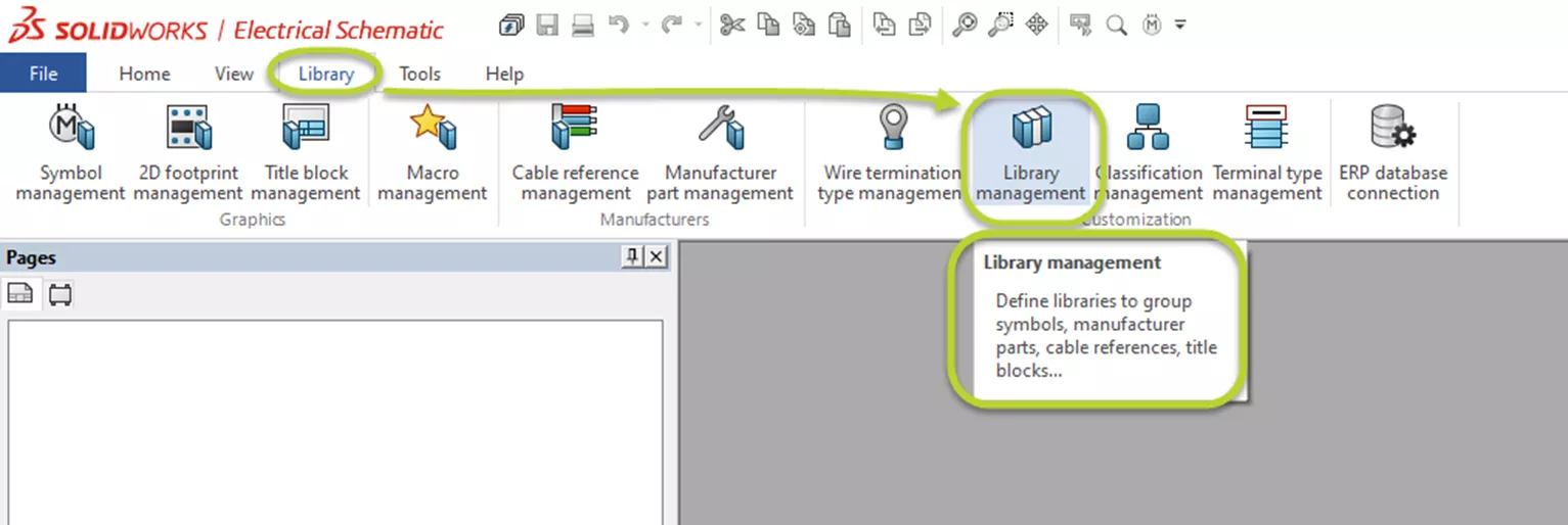 Library Management Option in SOLIDWORKS Electrical Schematic 