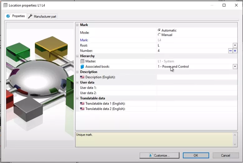 SOLIDWORKS Electrical Location Properties