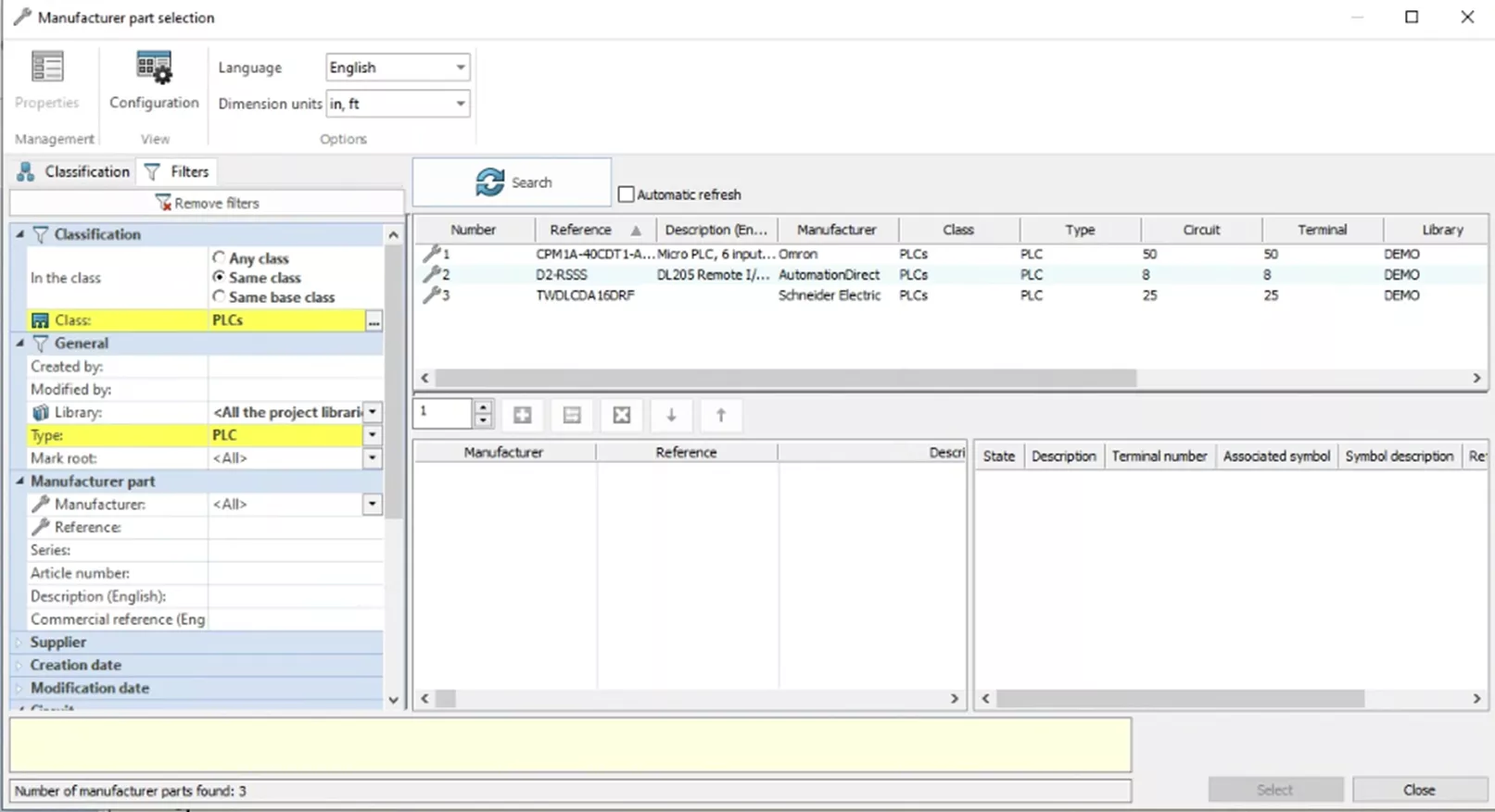SOLIDWORKS Electrical Manufacturer Part Menu