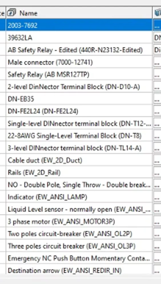 Name Column in SOLIDWORKS Electrical