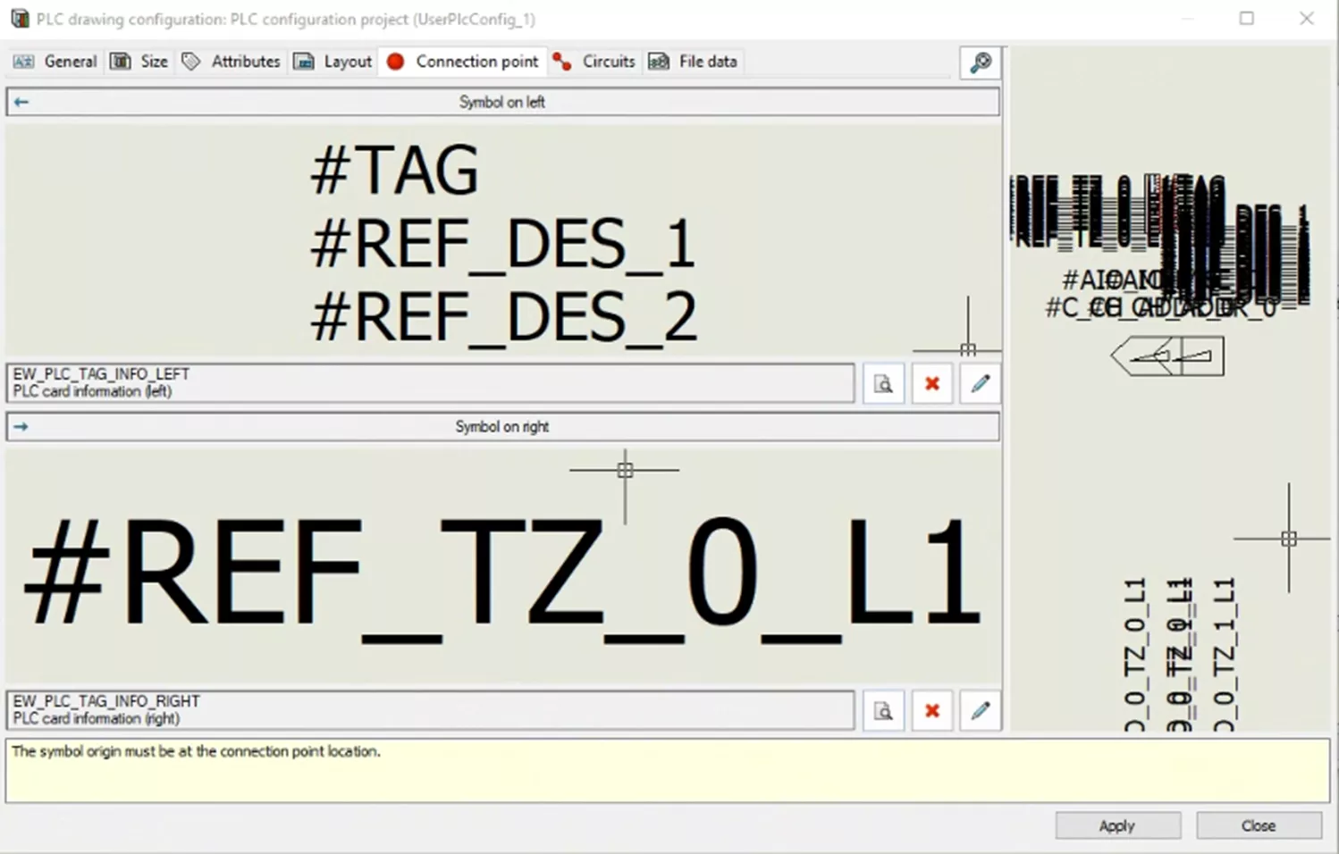 Connection Point Tab in SOLIDWORKS Electrical PLC Configurations Manager