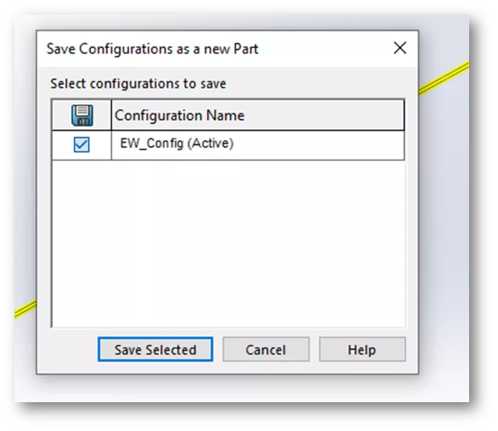 SOLIDWORKS Electrical Save Configuration As New Part 