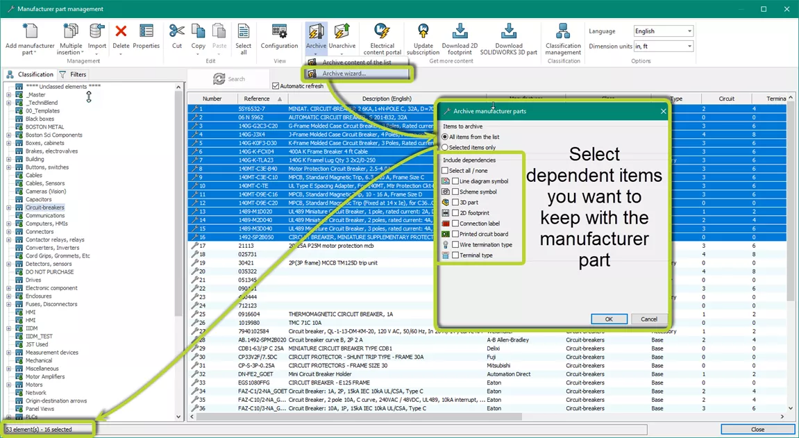 SOLIDWORKS Electrical Schematic Archive Manufacturer Parts Using the Wizard