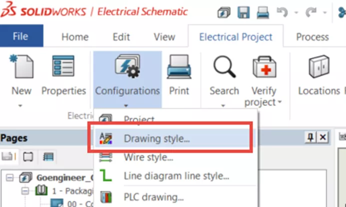 Drawing Style Option SOLIDWORKS Electrical Schematic