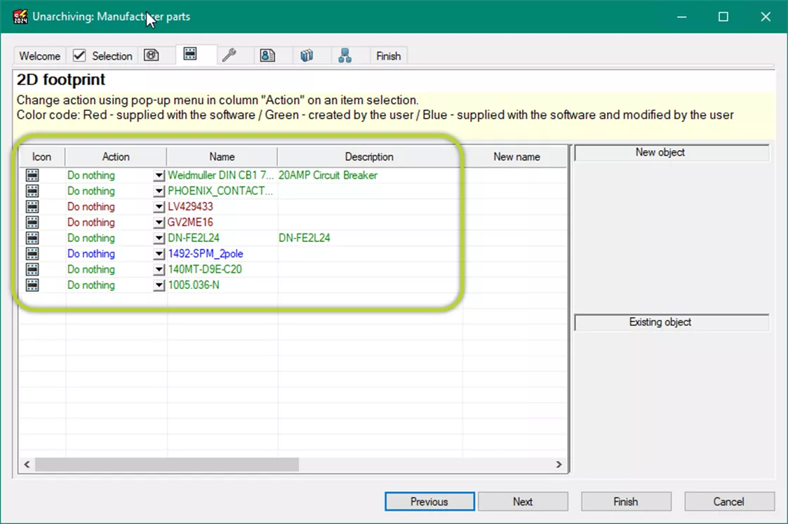 Unarchiving Manufacturer Parts in SOLIDWORKS Electrical Schematic