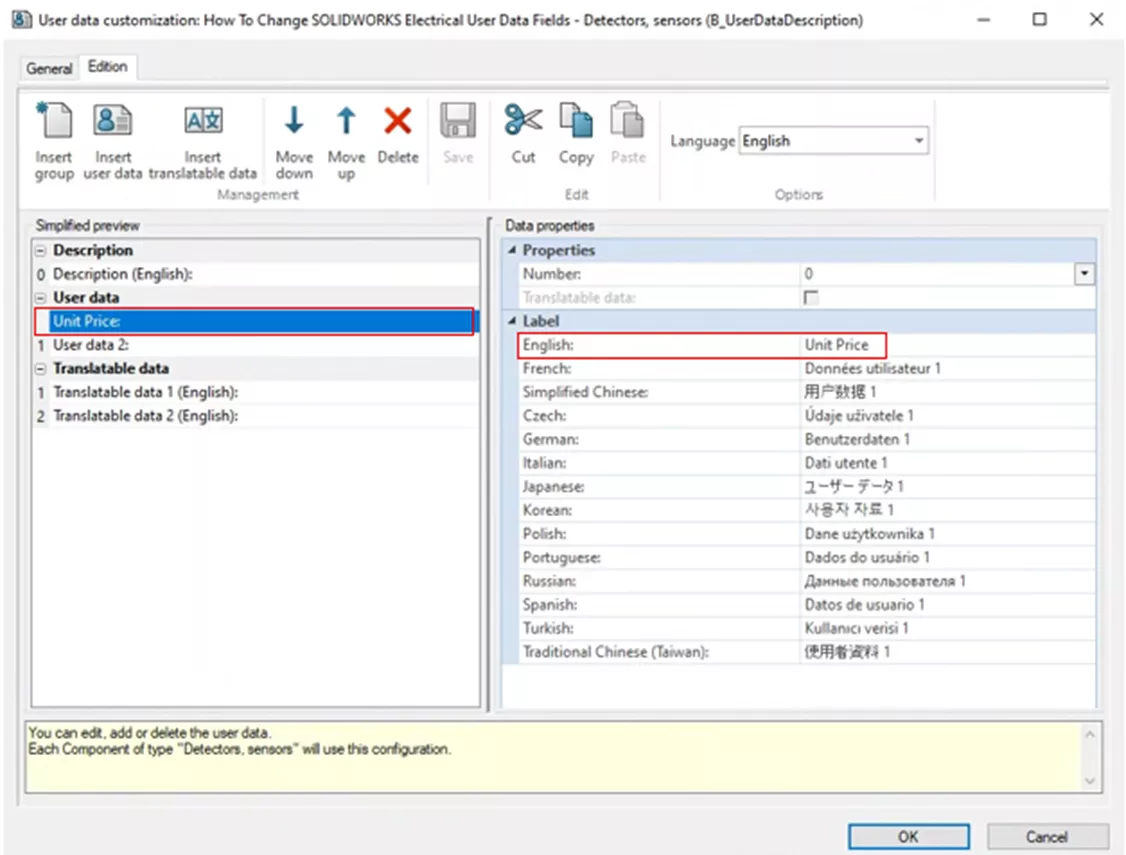 SOLIDWORKS Electrical User Data Customization
