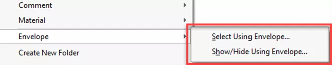 Select Using Envelope and Show/Hide Using Envelope Options in SOLIDWORKS 