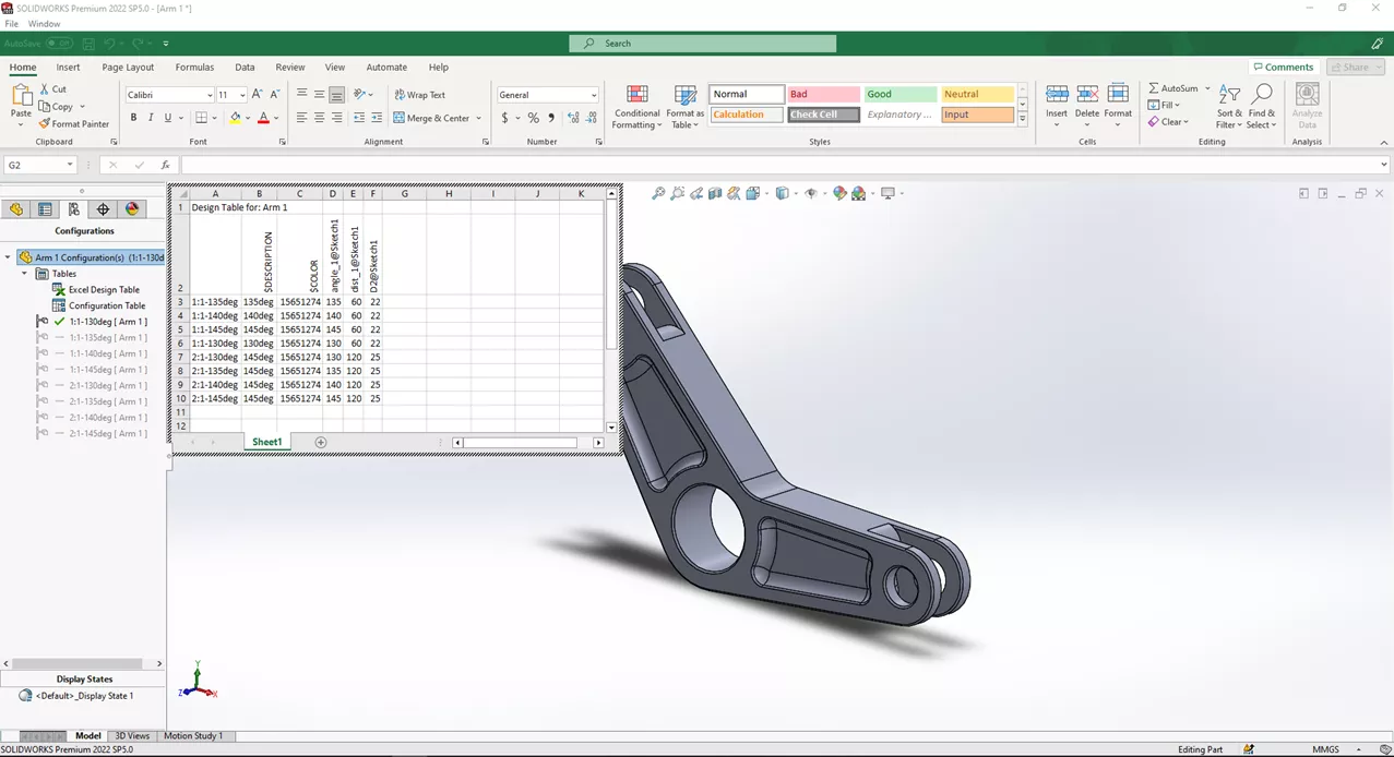 Excel Design Table in SOLIDWORKS 