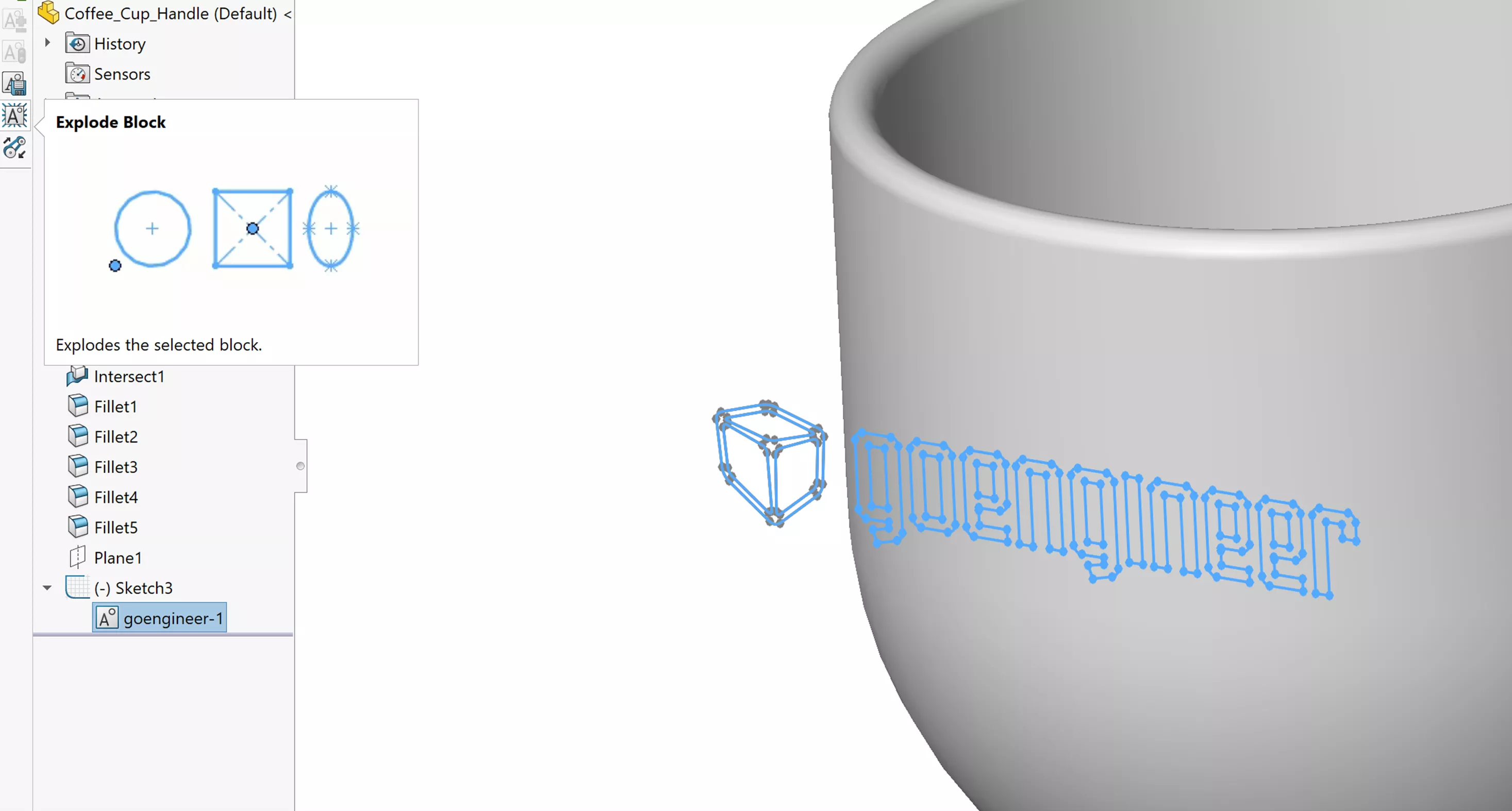 Explode Selected Block in SOLIDWORKS