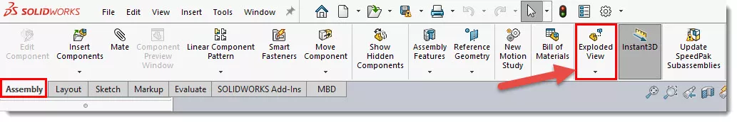 SOLIDWORKS Exploded View Location