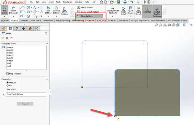 SOLIDWORKS External References Move Entities Command