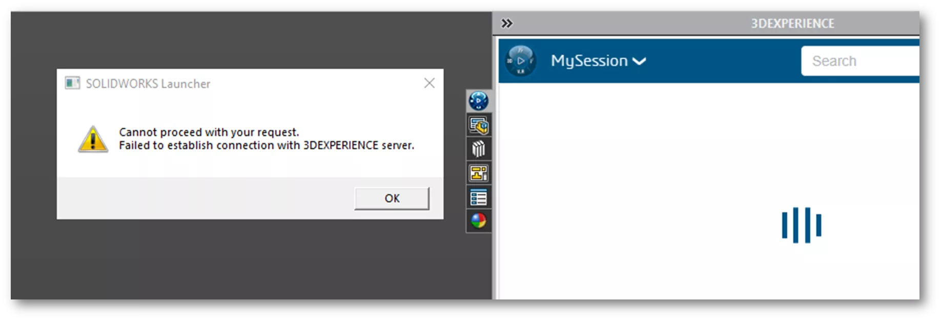 SOLIDWORKS Failed Connect with 3DEXPERIENCE Server Messages