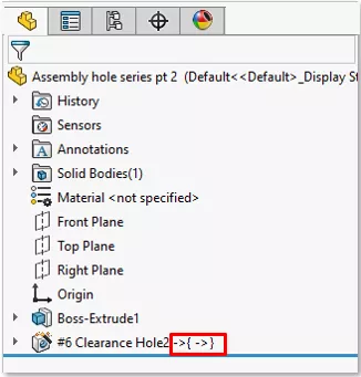 Arrow Symbol in SOLIDWORKS FeatureManager Design Tree