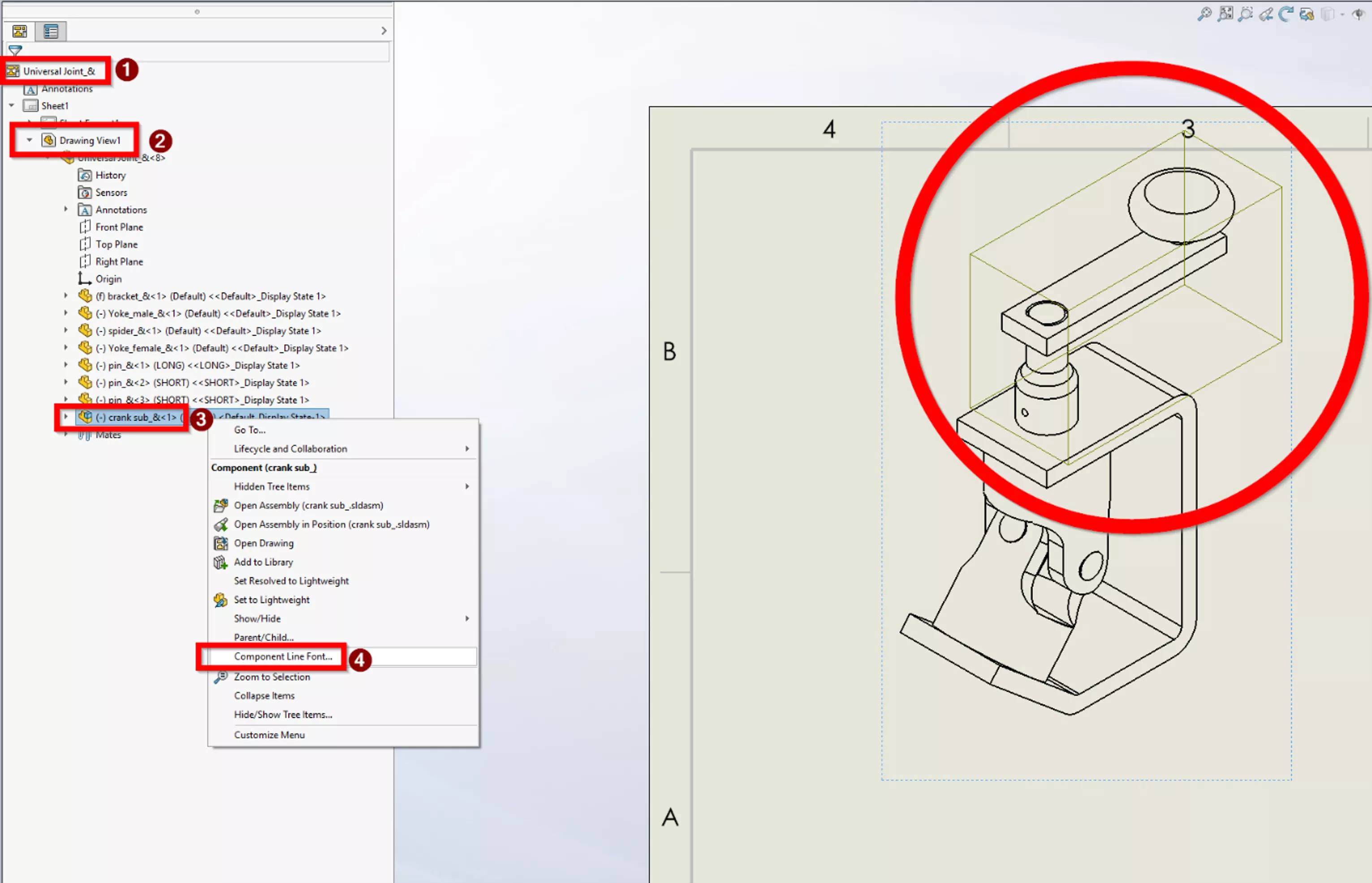 Component Line Font Option in SOLIDWORKS FeatureManager Design Tree